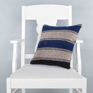 Rug Pillow Unique Hand Woven Pillow  - 40x40 - Blue pillows, Wool pillows