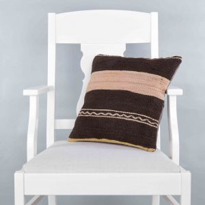 Rug Pillow Unique Hand Woven Pillow  - 40x40 - Brown pillows, Wool pillows