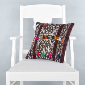 Classic Anatolian Motif Pillow Hand Woven Rug Pillow  - 40x40 - Colorful pillows, Wool pillows