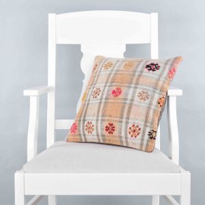 Traditional Pattern Hand Woven Pillow - 40x40 - Colorful Decorative Pillows & Blankets, Wool Decorative Pillows & Blankets