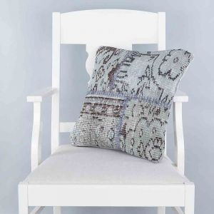 Blue Hand Woven PATCHWORK throw pillow - 45x45 - Blue Pillows