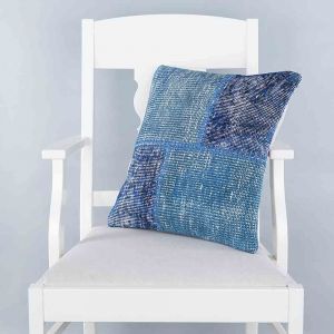 blue Hand Woven PATCHWORK throw pillow - 45x45 -  Pillows