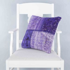 blue Hand Woven PATCHWORK throw pillow - 45x45 - Purple Pillows, Wool Pillows