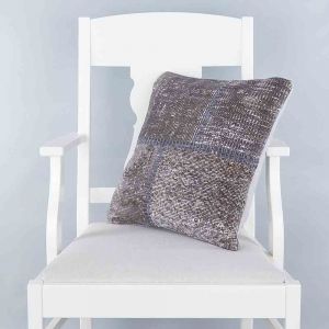Gray Hand Woven PATCHWORK throw pillow - 45x45 - Brown Pillows, Wool Pillows