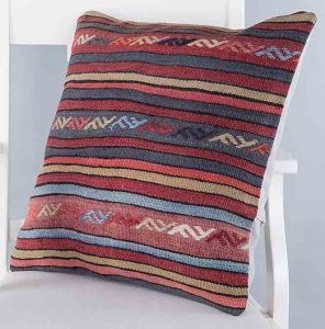 Rug Patterned Hand Woven Cushion  - 50x50 - Colorful Pillows, Wool Pillows