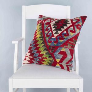 Traditional Pattern Hand Woven Pillow - 50x50 - Colorful Decorative Pillows & Blankets, Wool Decorative Pillows & Blankets