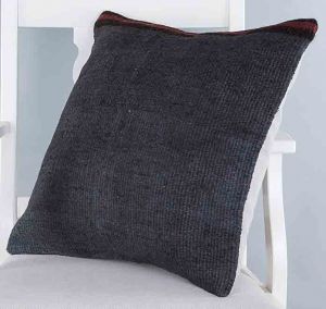 Modern Classical Rug Patterned Hand Woven Cushion   - 50x50 - Black Pillows, Wool Pillows