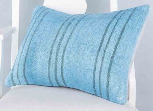Rug Patterned Hand Woven Cushion  - 60x40 - Blue Pillows, Wool Pillows