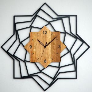 Wooden-Metal Wall Clock Star - 68x68 - Wooden Wall Clocks