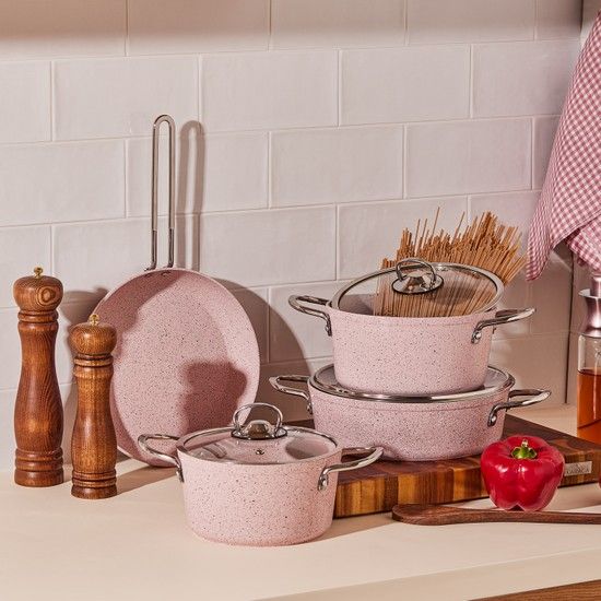 7 Piece Pink Cookware Set